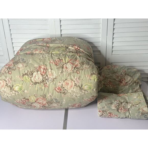 3 Pc Vintage Ralph Lauren Charlotte Floral Twin Comforter Flat Fitted Sheet Set - Picture 5 of 9